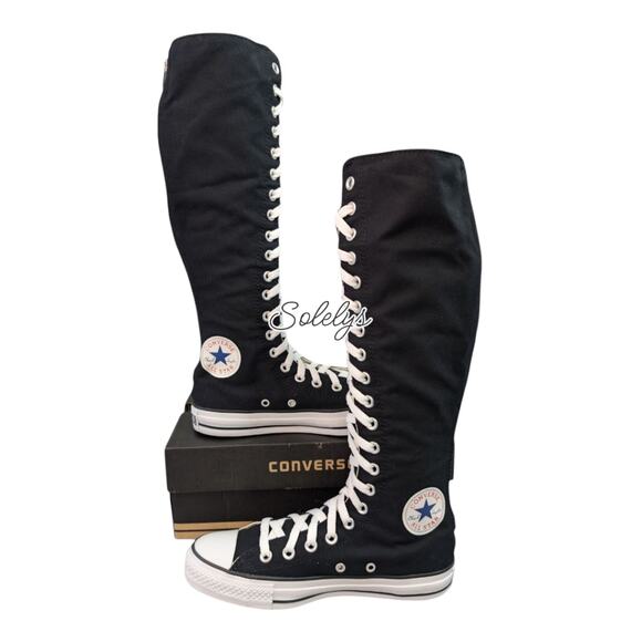 Converse 2012 OG XXHI Knee High Black Canvas Sneaker Boot Bundle 7.5 RARE NEW - Picture 1 of 12